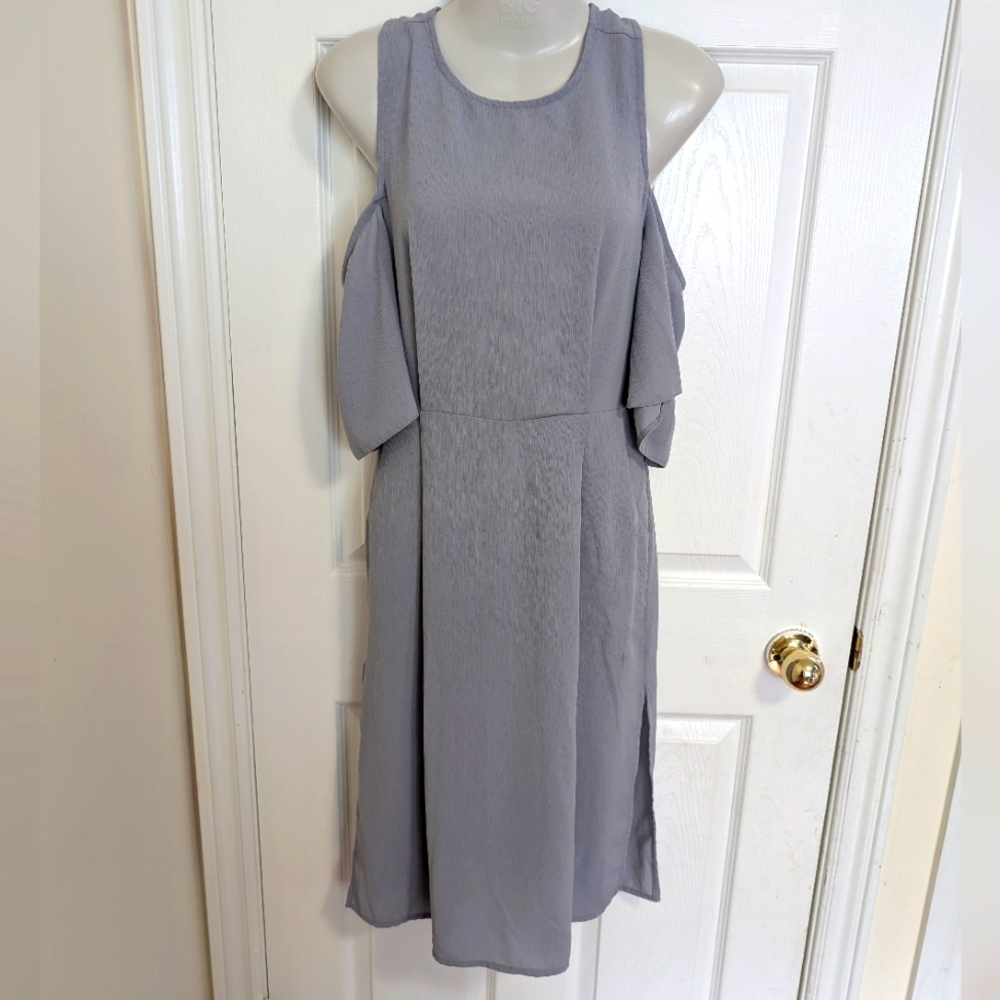 ⭐Topshop Gray Purple Cold Shoulder Midi Dress